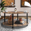 Retro-minimalist Round Coffee Table, Brown, 35.4"x35.4"x18.0"